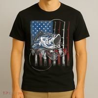 Fishing American Flag Vintage, USA Bass Fisherman T-Shirt thumb 3