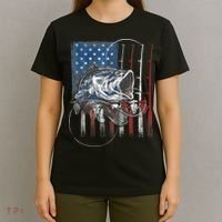 Fishing American Flag Vintage, USA Bass Fisherman T-Shirt thumb 4