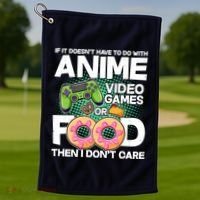 Funny Anime Food And Video Games Golf Towel thumb 1