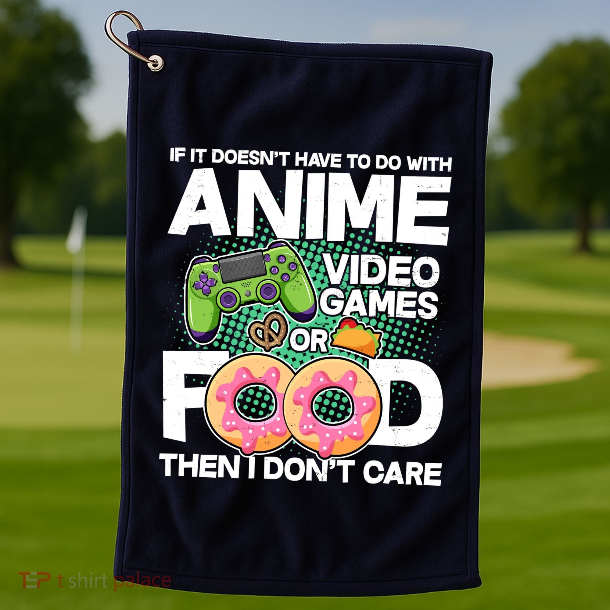 Funny Anime Food And Video Games Golf Towel