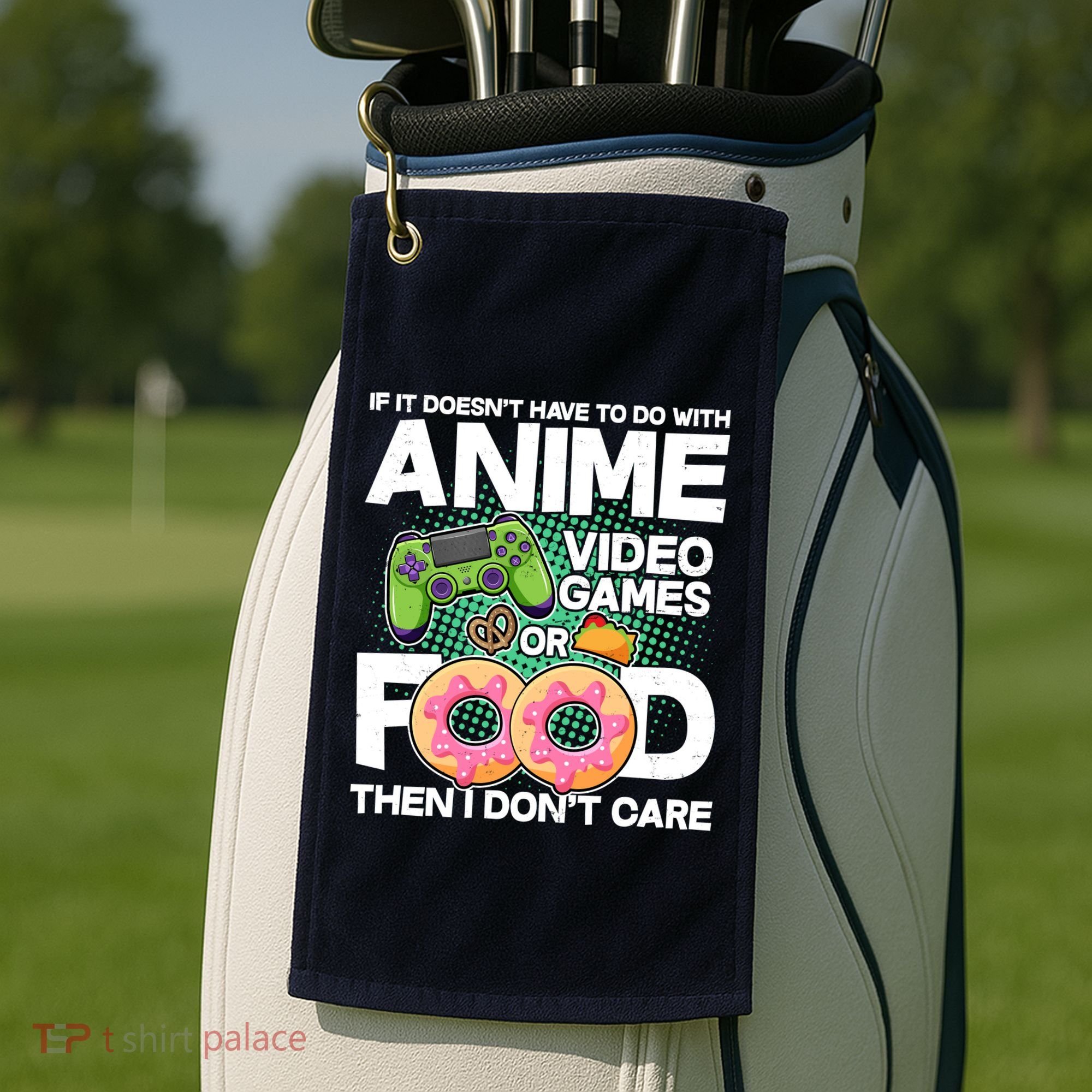 Funny Anime Food And Video Games Golf Towel