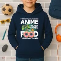Funny Anime Food And Video Games Kids Hoodie thumb 2