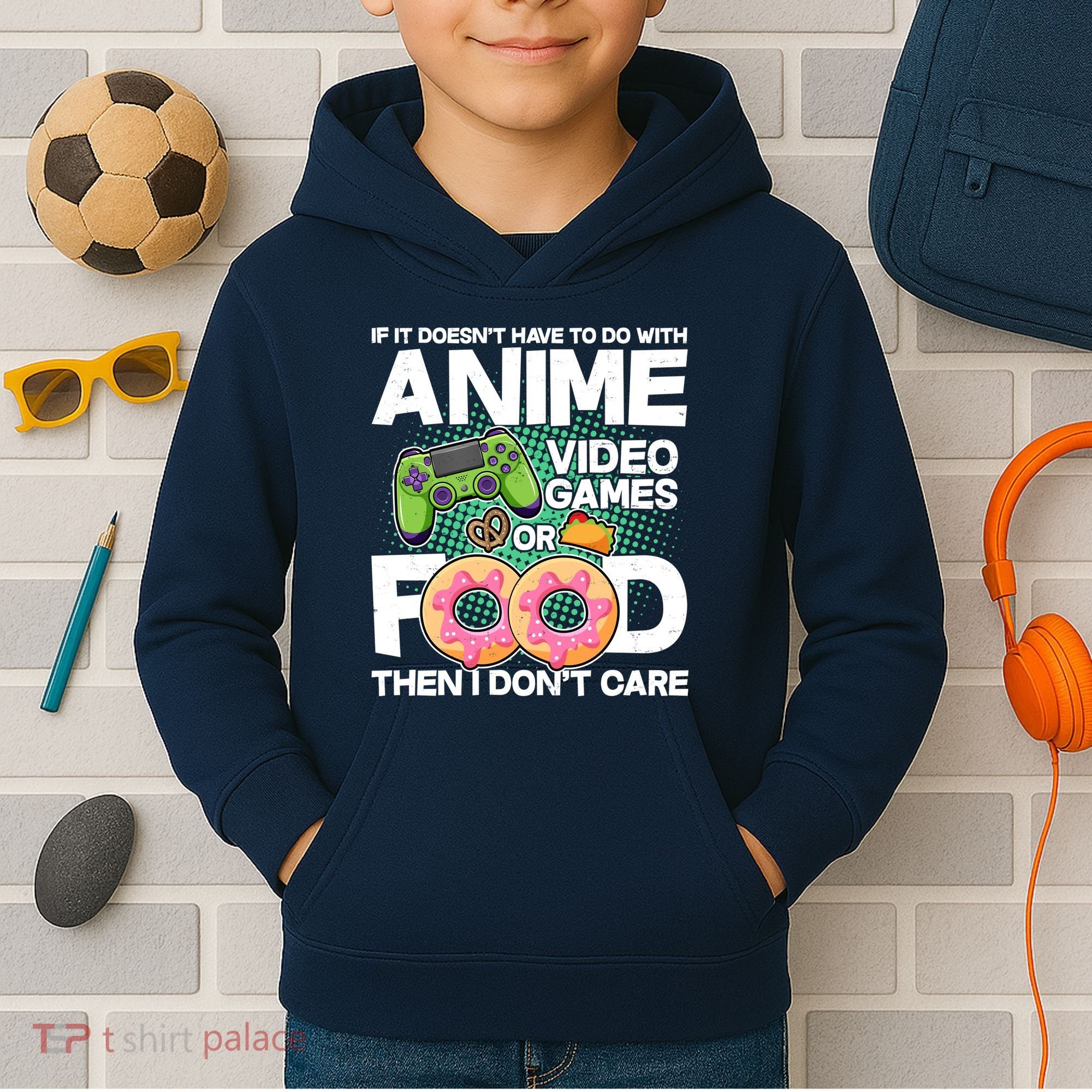 Funny Anime Food And Video Games Kids Hoodie