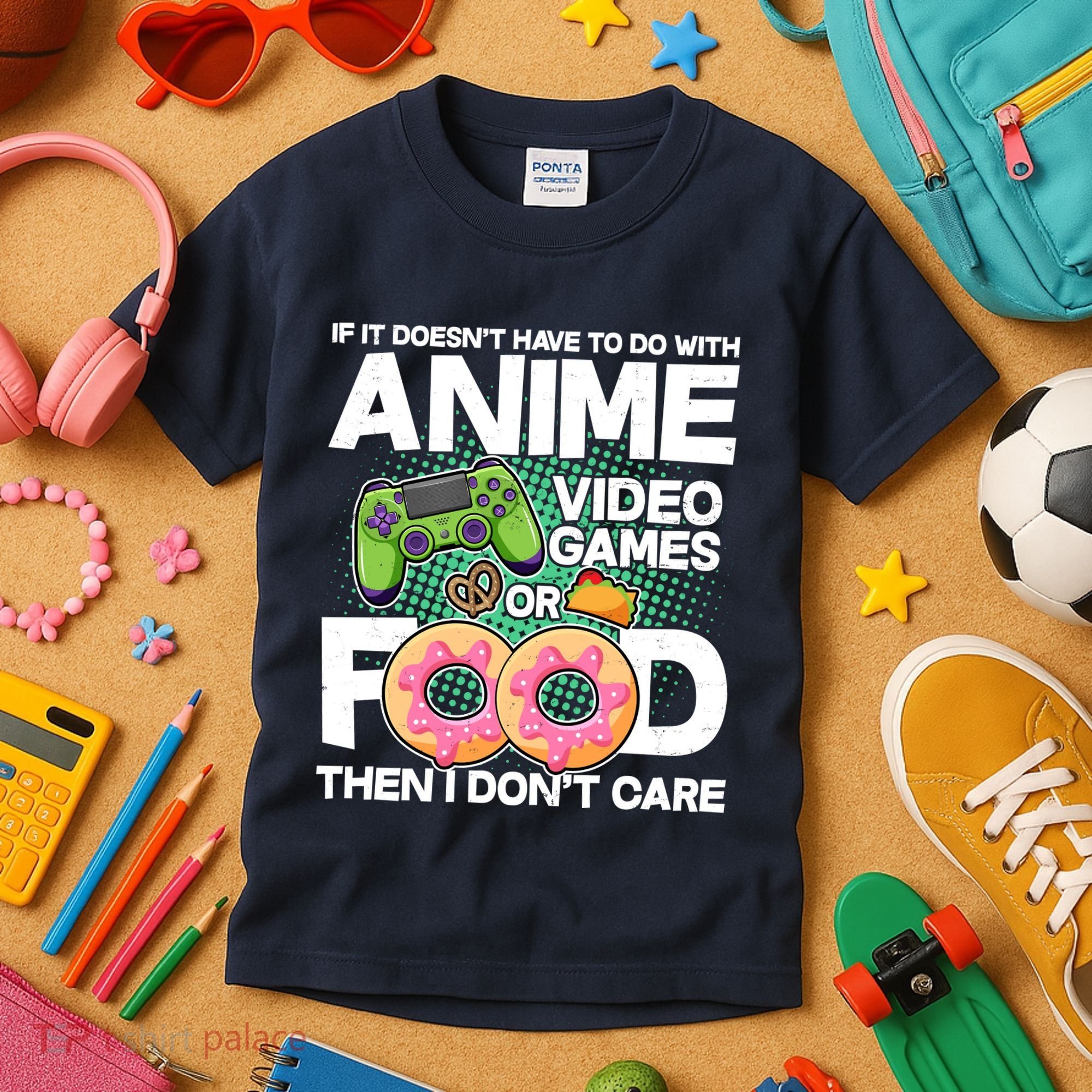 Funny Anime Food And Video Games Kids T-Shirt