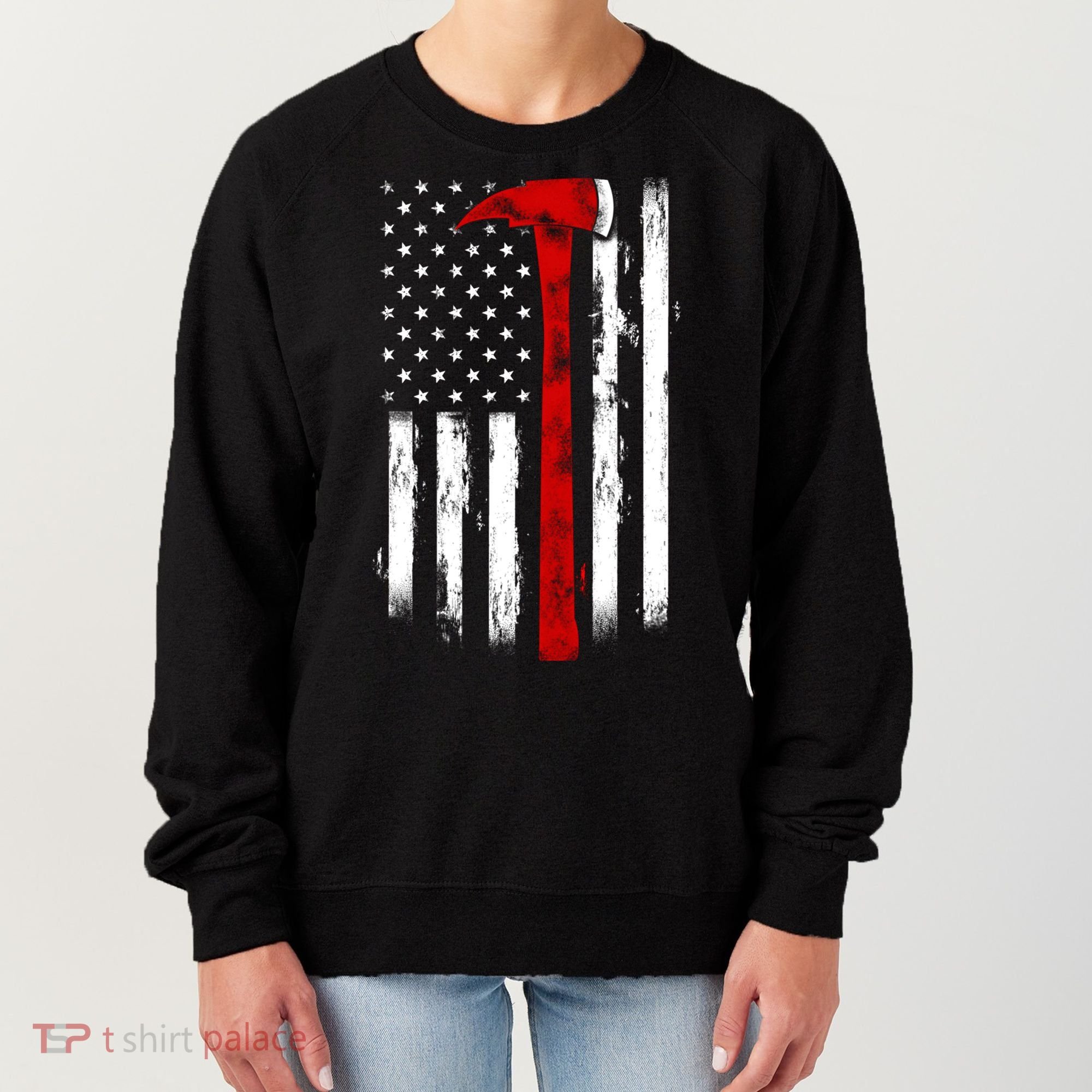 Fire Ax Fire Departt Firefighter American Axe Flag Gift Women's Sweatshirt