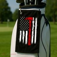 Fire Ax Fire Departt Firefighter American Axe Flag Gift Golf Towel thumb 2