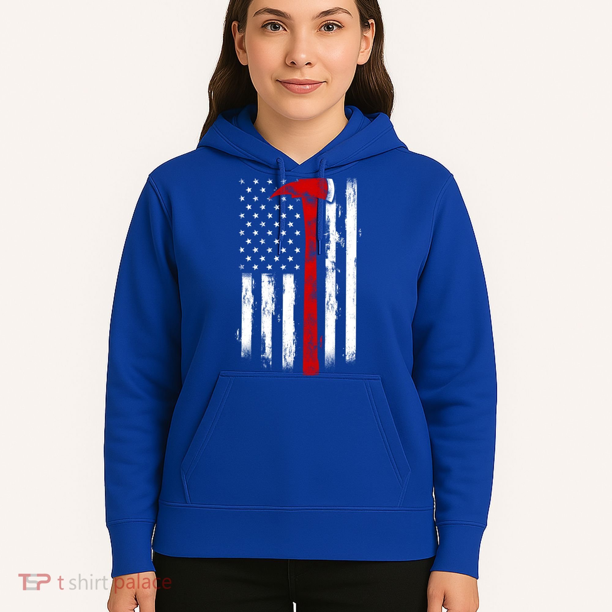 Fire Ax Fire Departt Firefighter American Axe Flag Gift Hoodie