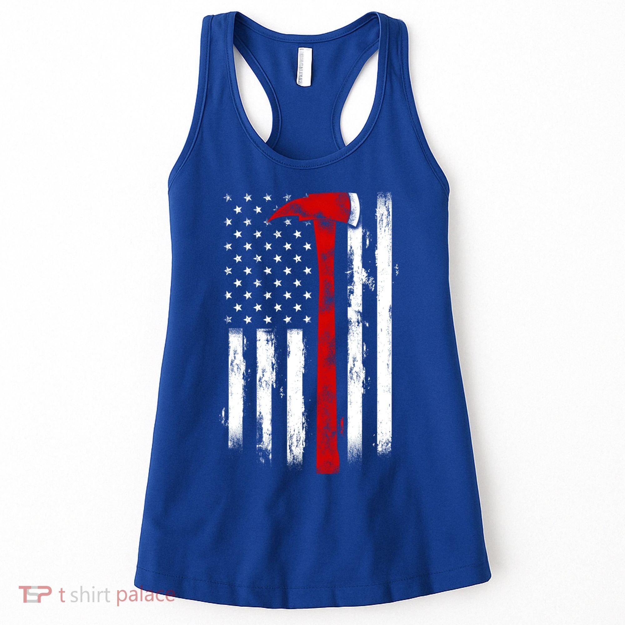 Fire Ax Fire Departt Firefighter American Axe Flag Gift Women's Tank Top