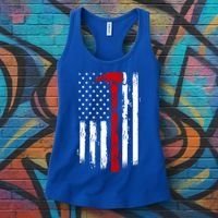 Fire Ax Fire Departt Firefighter American Axe Flag Gift Women's Tank Top thumb 3