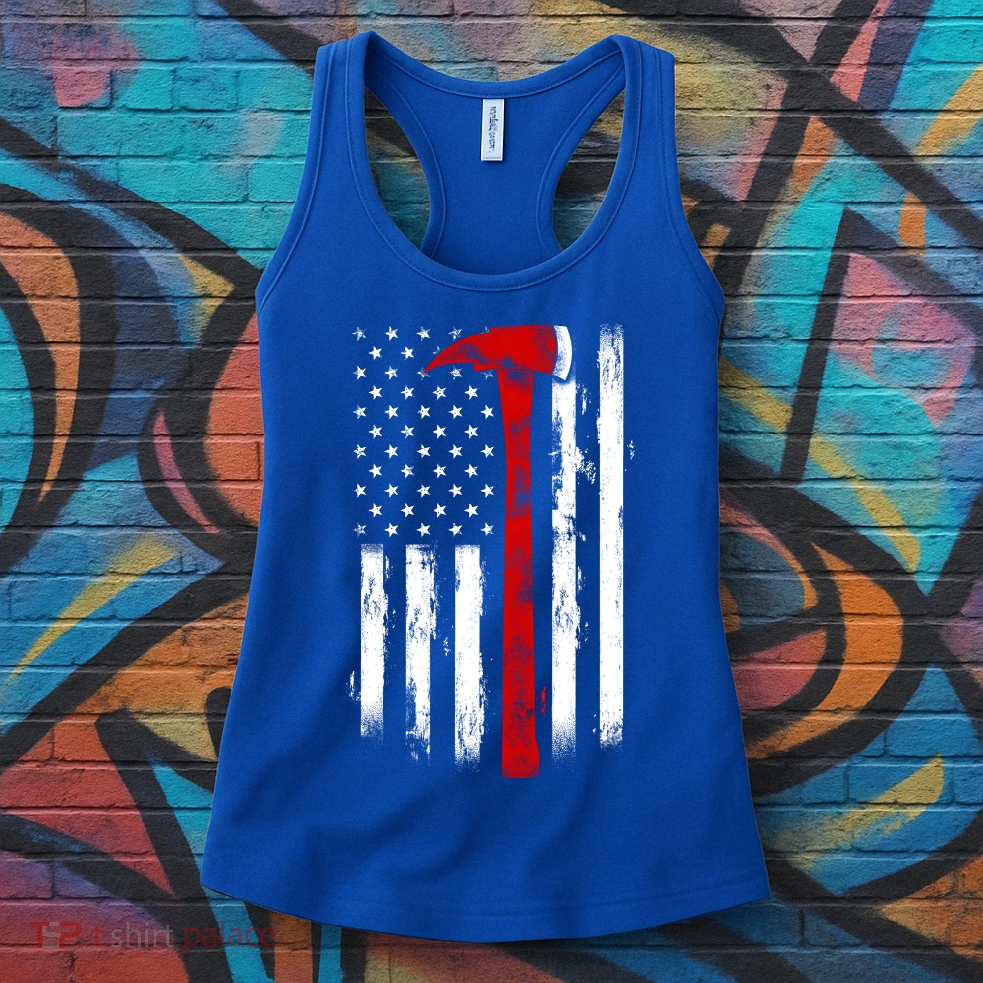 Fire Ax Fire Departt Firefighter American Axe Flag Gift Women's Tank Top
