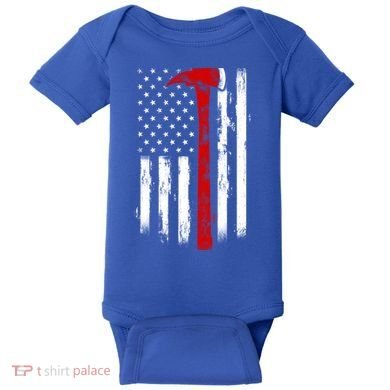 Fire Ax Fire Departt Firefighter American Axe Flag Gift Baby Bodysuit