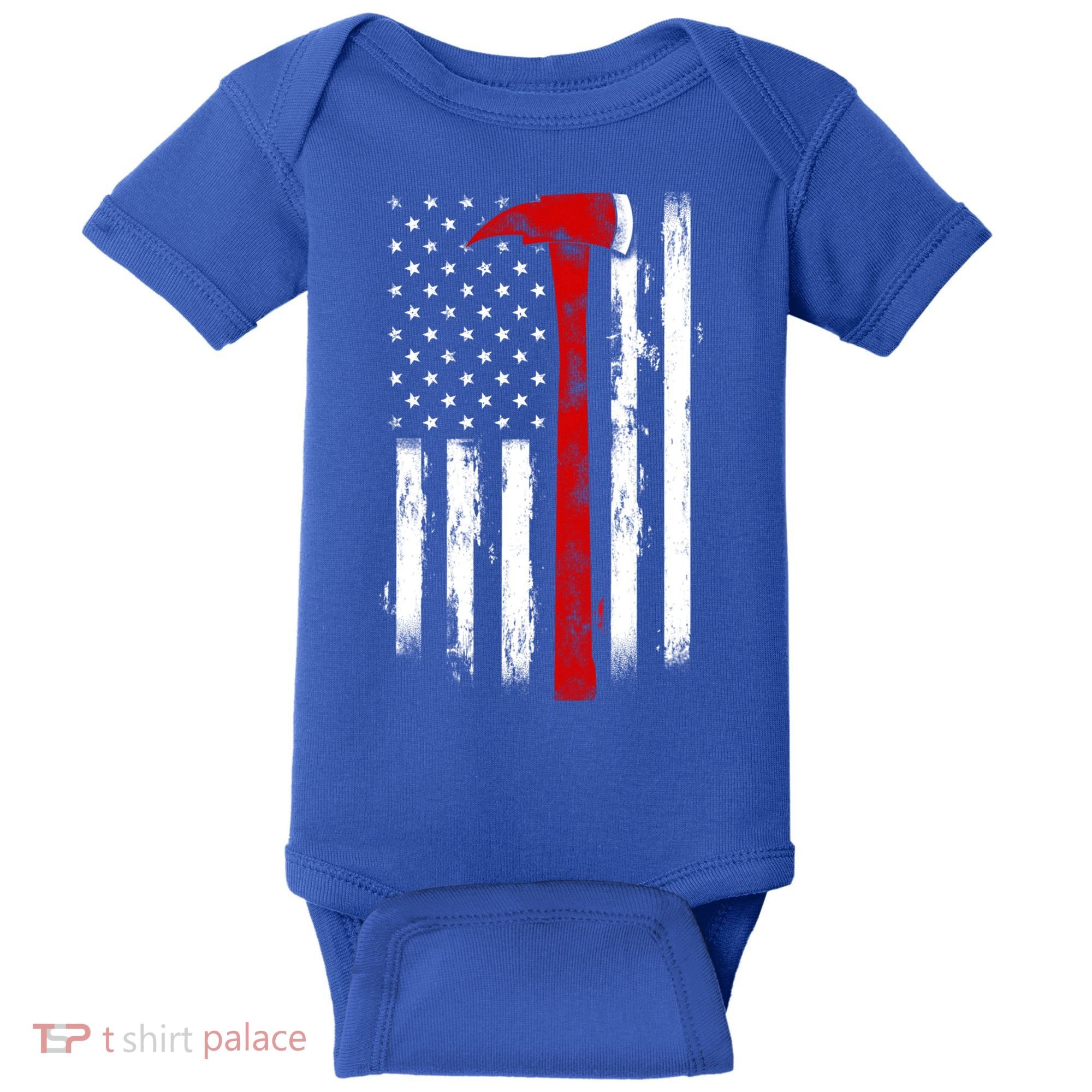 Fire Ax Fire Departt Firefighter American Axe Flag Gift Baby Bodysuit