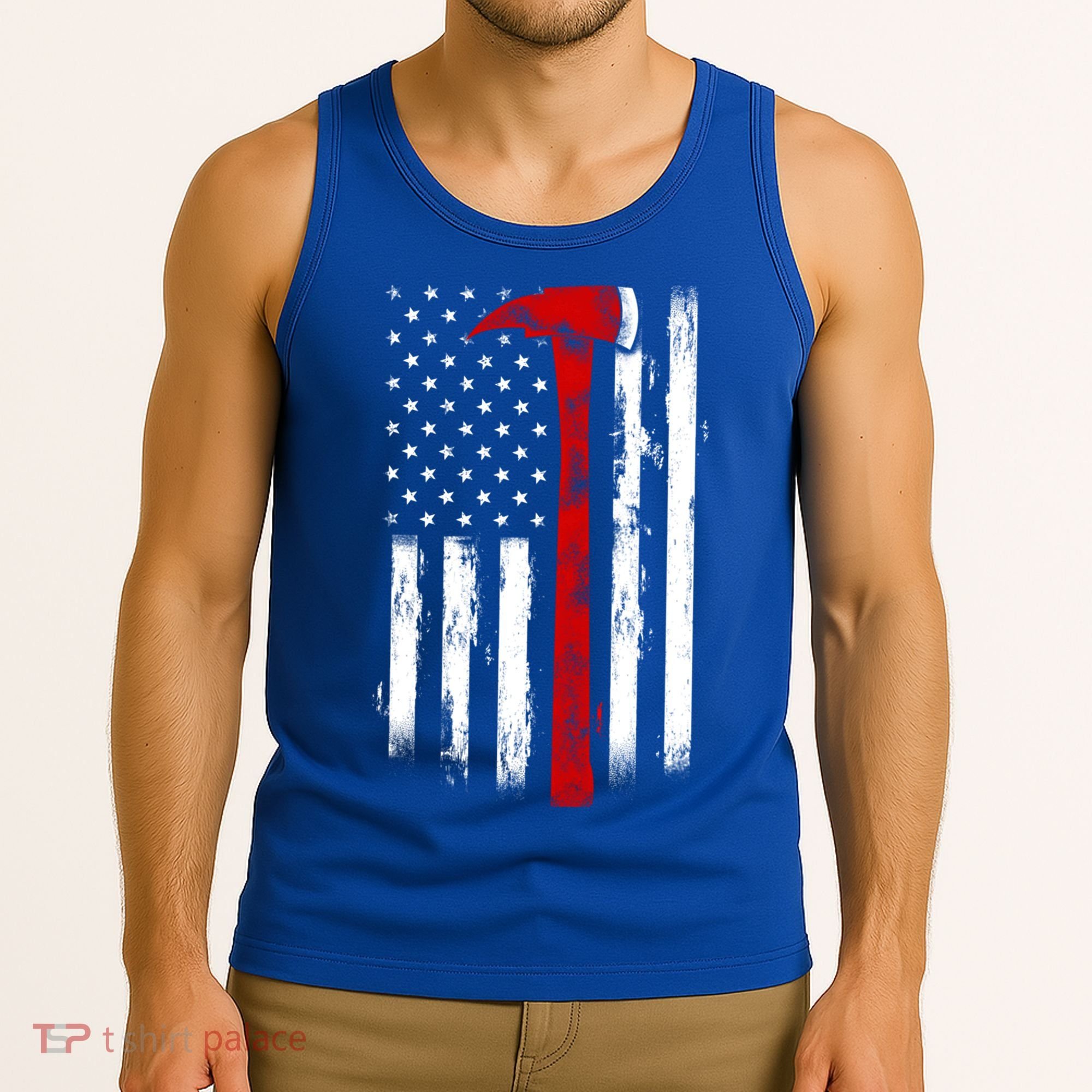 Fire Ax Fire Departt Firefighter American Axe Flag Gift Tank Top