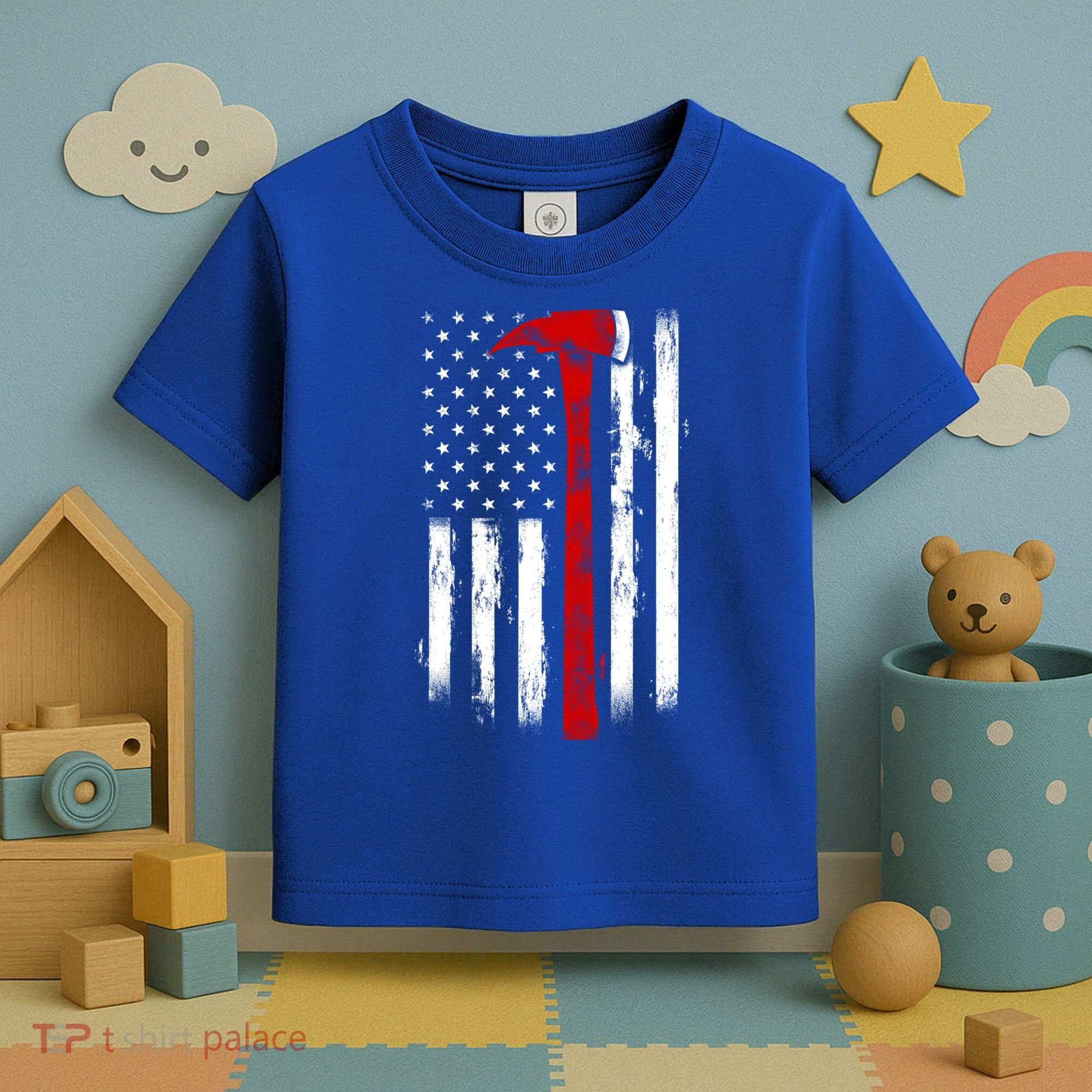 Fire Ax Fire Departt Firefighter American Axe Flag Gift Toddler T-Shirt