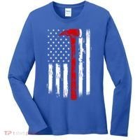 Fire Ax Fire Departt Firefighter American Axe Flag Gift Women's Long Sleeve Shirt thumb 0