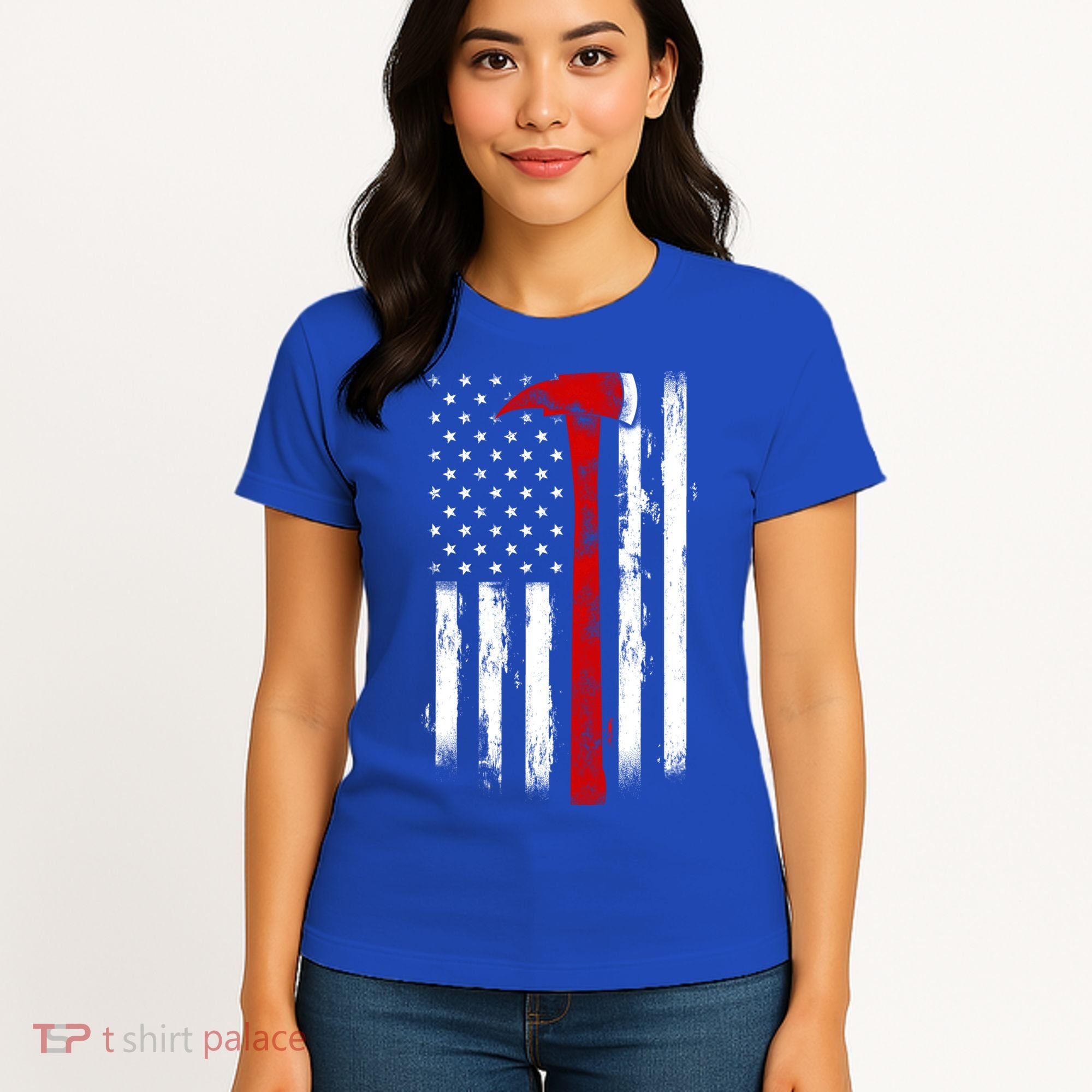 Fire Ax Fire Departt Firefighter American Axe Flag Gift Women's T-Shirt