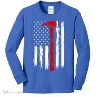 Fire Ax Fire Departt Firefighter American Axe Flag Gift Kids Long Sleeve Shirt thumb 0