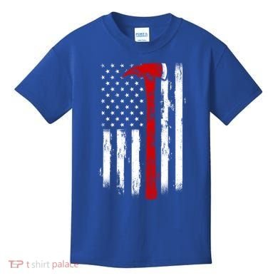 Fire Ax Fire Departt Firefighter American Axe Flag Gift Kids T-Shirt