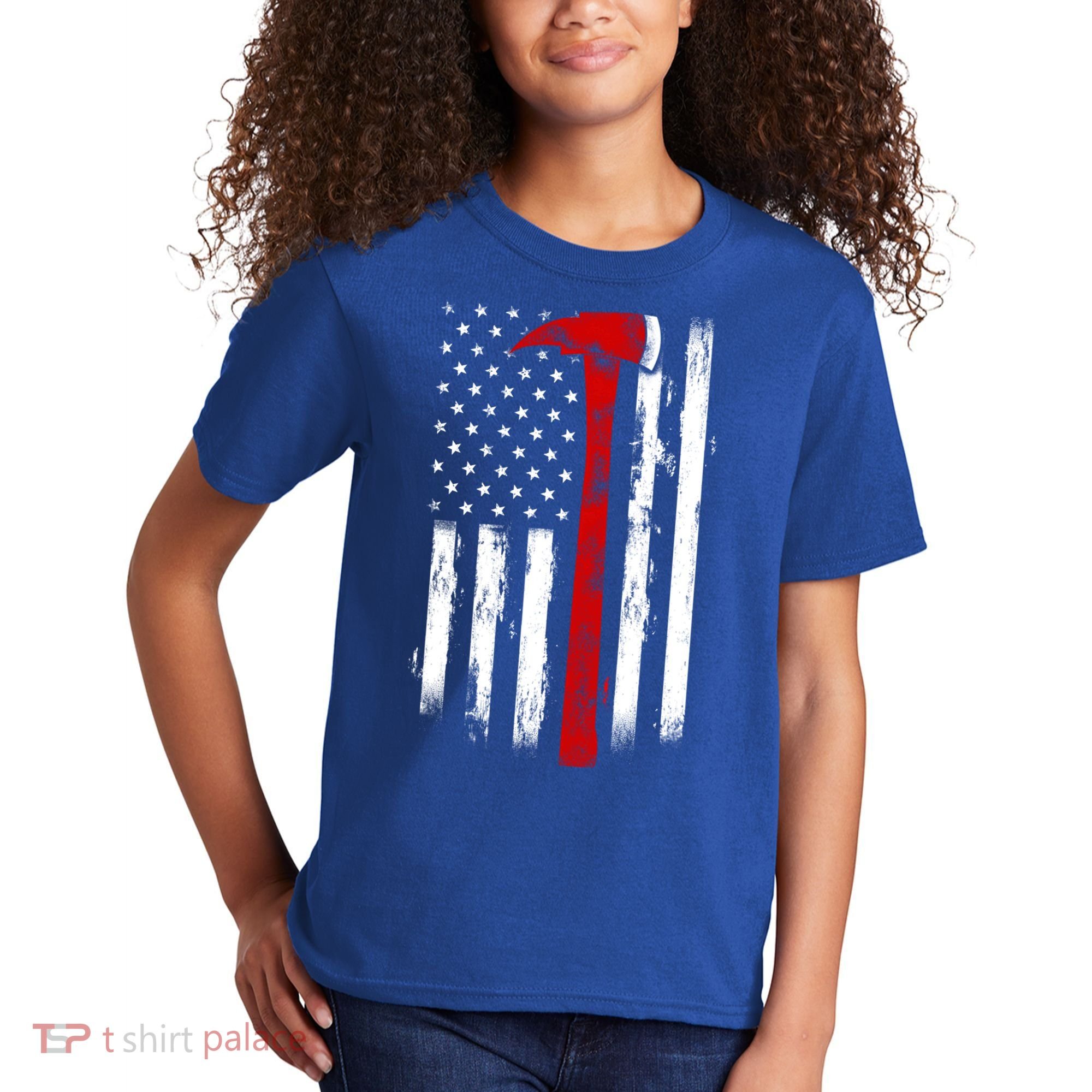 Fire Ax Fire Departt Firefighter American Axe Flag Gift Kids T-Shirt