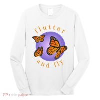 Flutter And Fly Apparel Monarch Butterflies On Glowing Moon Long Sleeve Shirt thumb 0