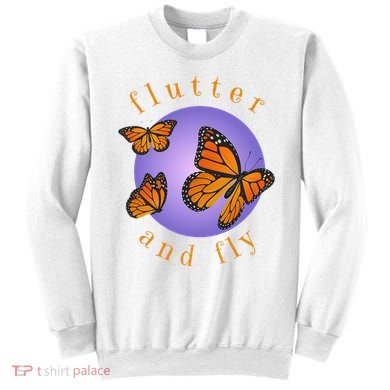 Flutter And Fly Apparel Monarch Butterflies On Glowing Moon Sweatshirt