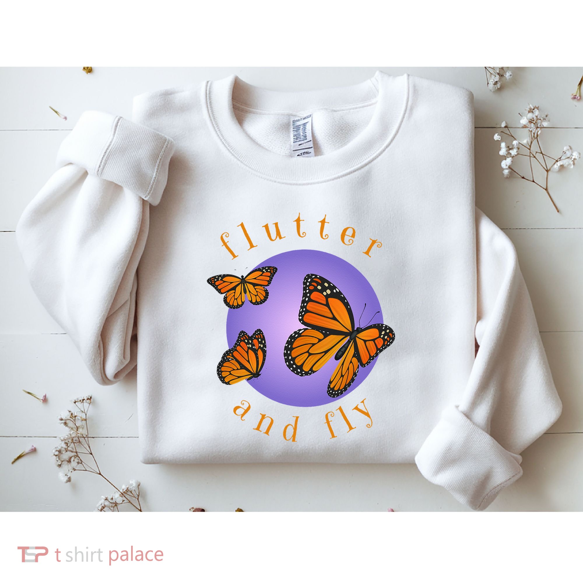 Flutter And Fly Apparel Monarch Butterflies On Glowing Moon Sweatshirt