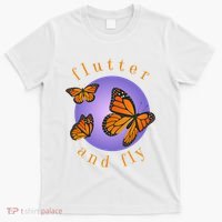 Flutter And Fly Apparel Monarch Butterflies On Glowing Moon T-Shirt thumb 0