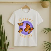 Flutter And Fly Apparel Monarch Butterflies On Glowing Moon T-Shirt thumb 2