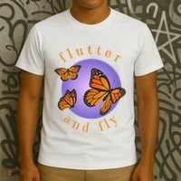 Flutter And Fly Apparel Monarch Butterflies On Glowing Moon T-Shirt thumb 3