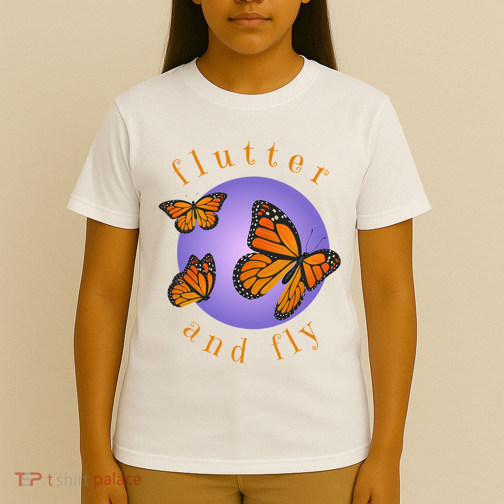 Flutter And Fly Apparel Monarch Butterflies On Glowing Moon T-Shirt