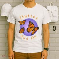 Flutter And Fly Apparel Monarch Butterflies On Glowing Moon T-Shirt thumb 6