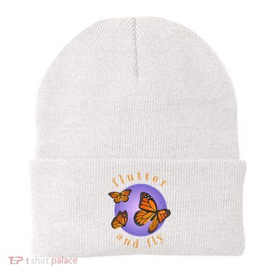 Flutter And Fly Apparel Monarch Butterflies On Glowing Moon Beanie