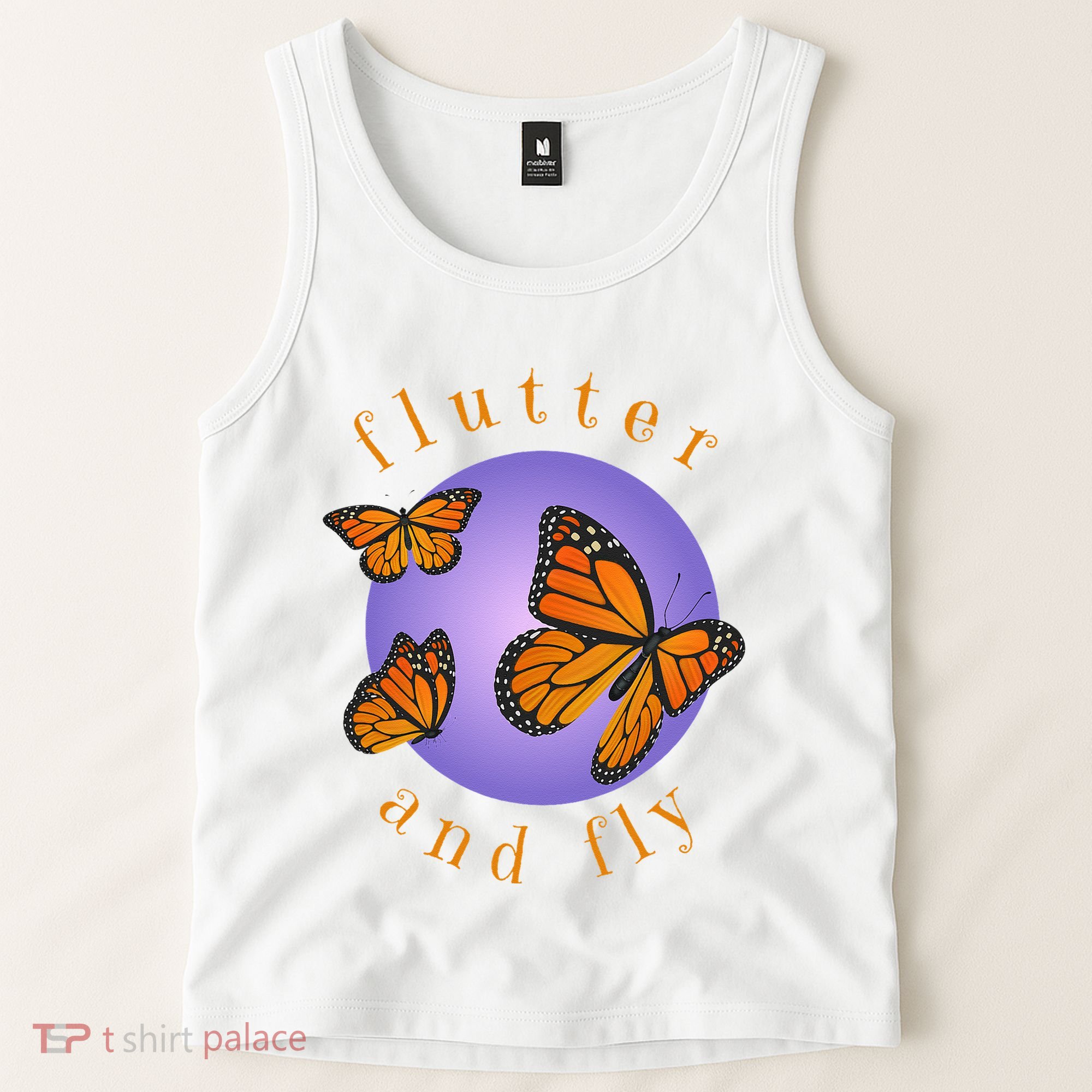 Flutter And Fly Apparel Monarch Butterflies On Glowing Moon Tank Top