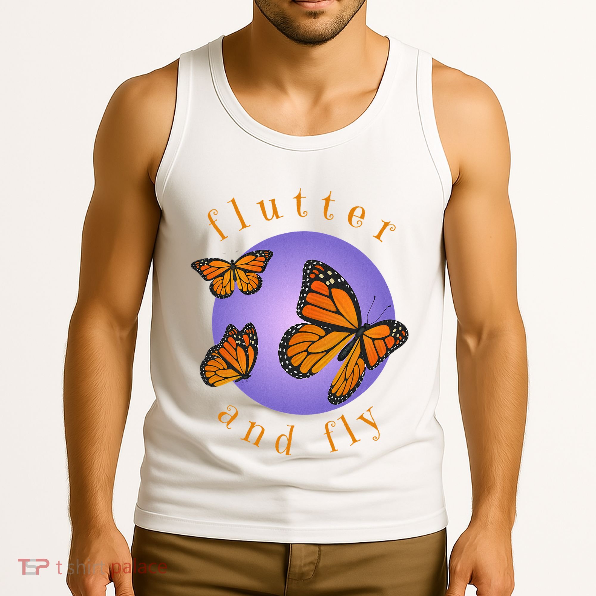 Flutter And Fly Apparel Monarch Butterflies On Glowing Moon Tank Top
