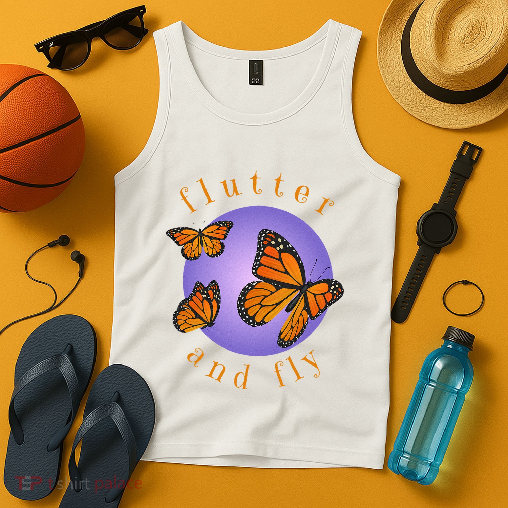 Flutter And Fly Apparel Monarch Butterflies On Glowing Moon Tank Top