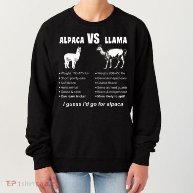Funny Animal Facts Differences Llama Vs Alpaca Squad Lovers Women's Sweatshirt
