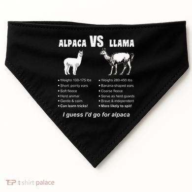 Funny Animal Facts Differences Llama Vs Alpaca Squad Lovers USA-Made Doggie Bandana