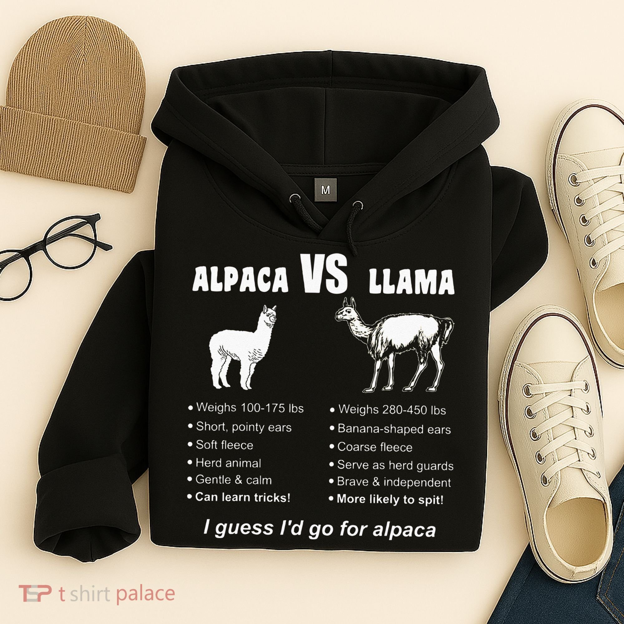 Funny Animal Facts Differences Llama Vs Alpaca Squad Lovers Hoodie