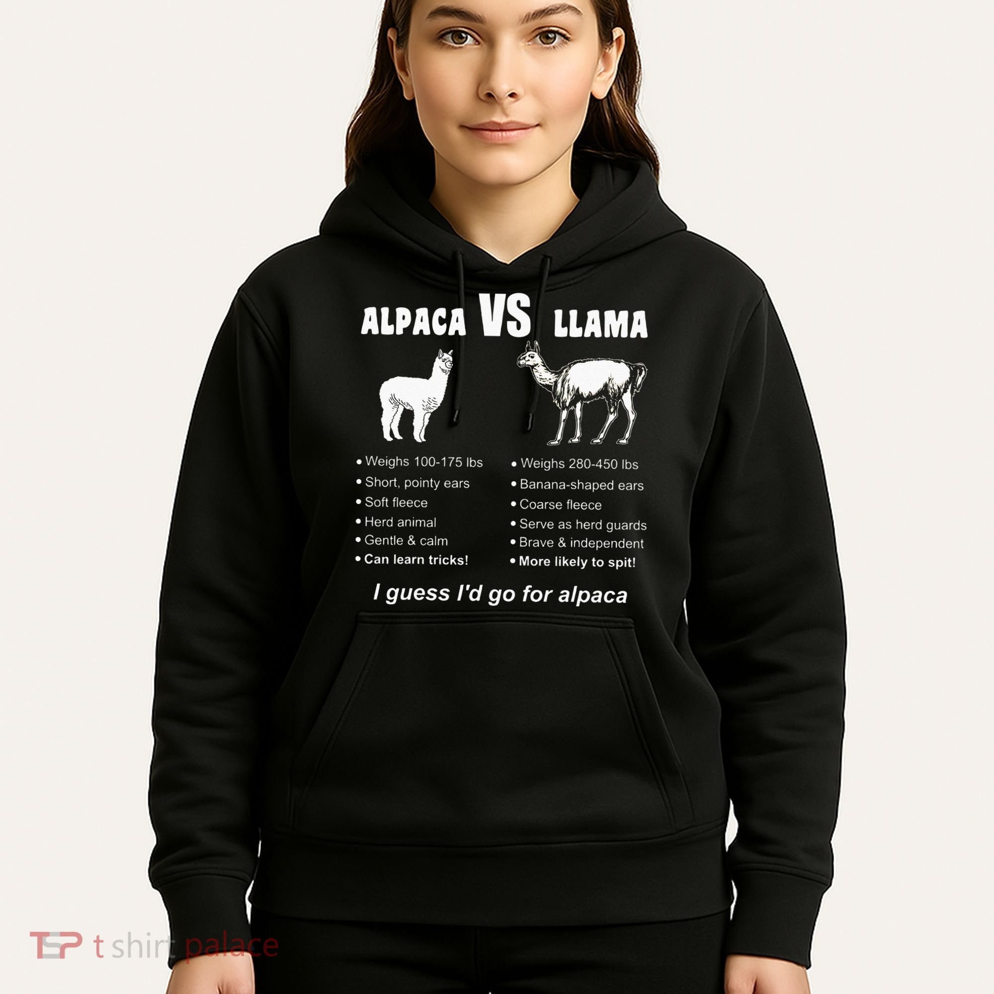 Funny Animal Facts Differences Llama Vs Alpaca Squad Lovers Hoodie