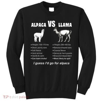 Funny Animal Facts Differences Llama Vs Alpaca Squad Lovers Sweatshirt