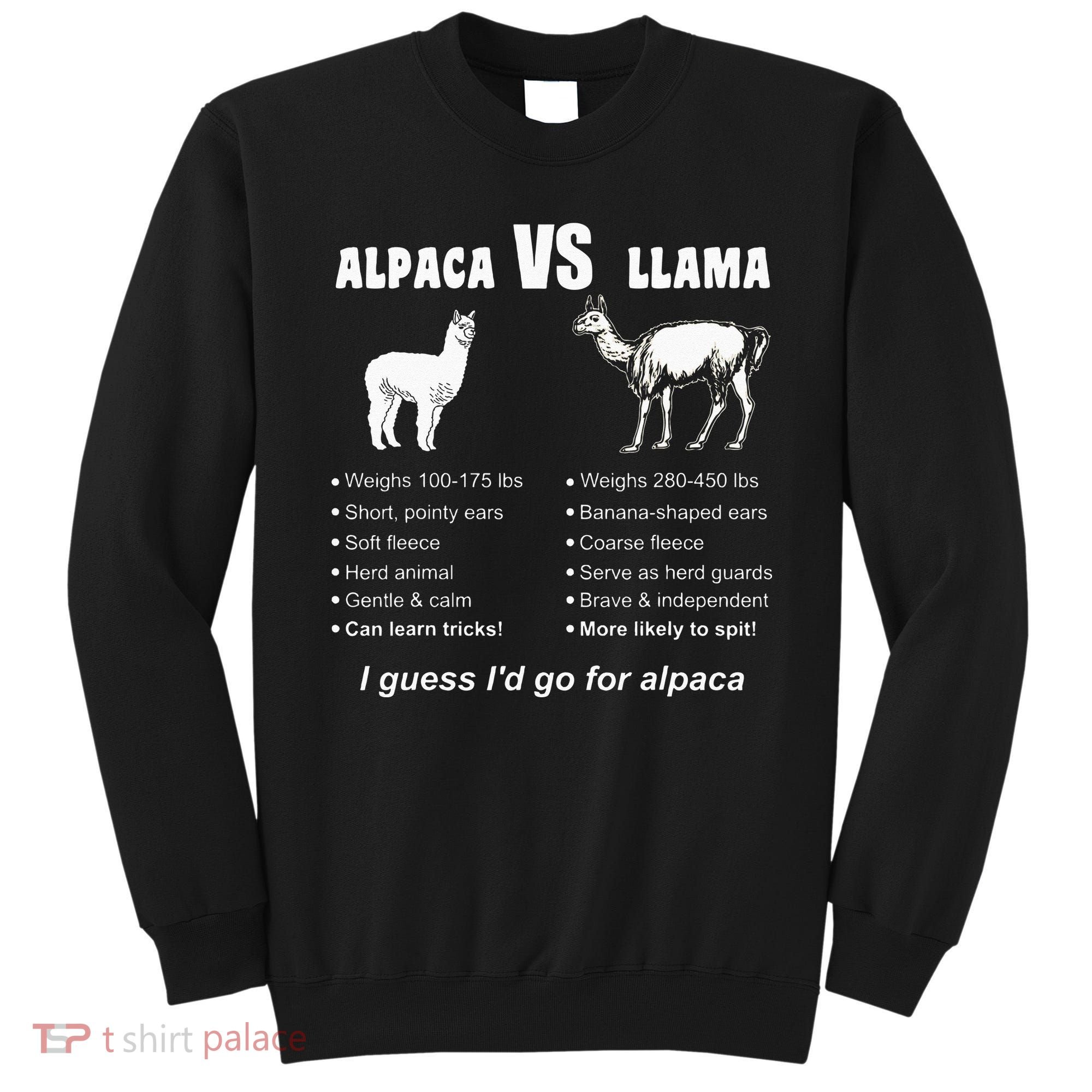 Funny Animal Facts Differences Llama Vs Alpaca Squad Lovers Sweatshirt