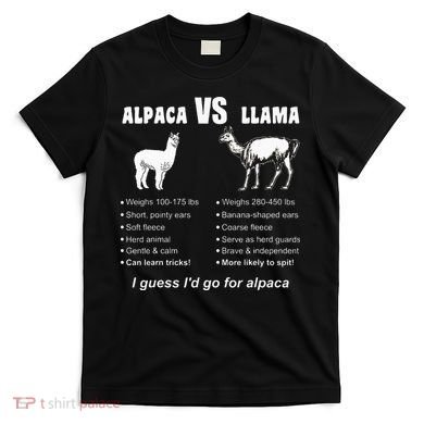 Funny Animal Facts Differences Llama Vs Alpaca Squad Lovers T-Shirt