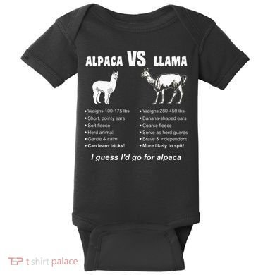 Funny Animal Facts Differences Llama Vs Alpaca Squad Lovers Baby Bodysuit