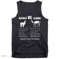 Funny Animal Facts Differences Llama Vs Alpaca Squad Lovers Tank Top thumb 0
