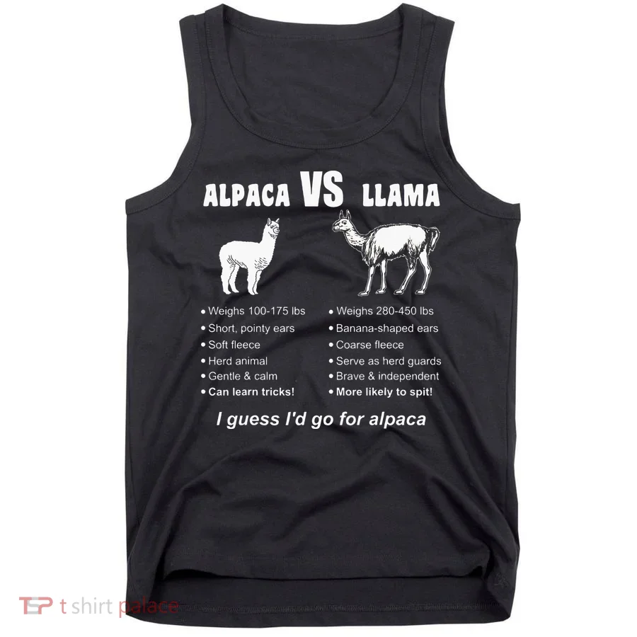 Funny Animal Facts Differences Llama Vs Alpaca Squad Lovers Tank Top