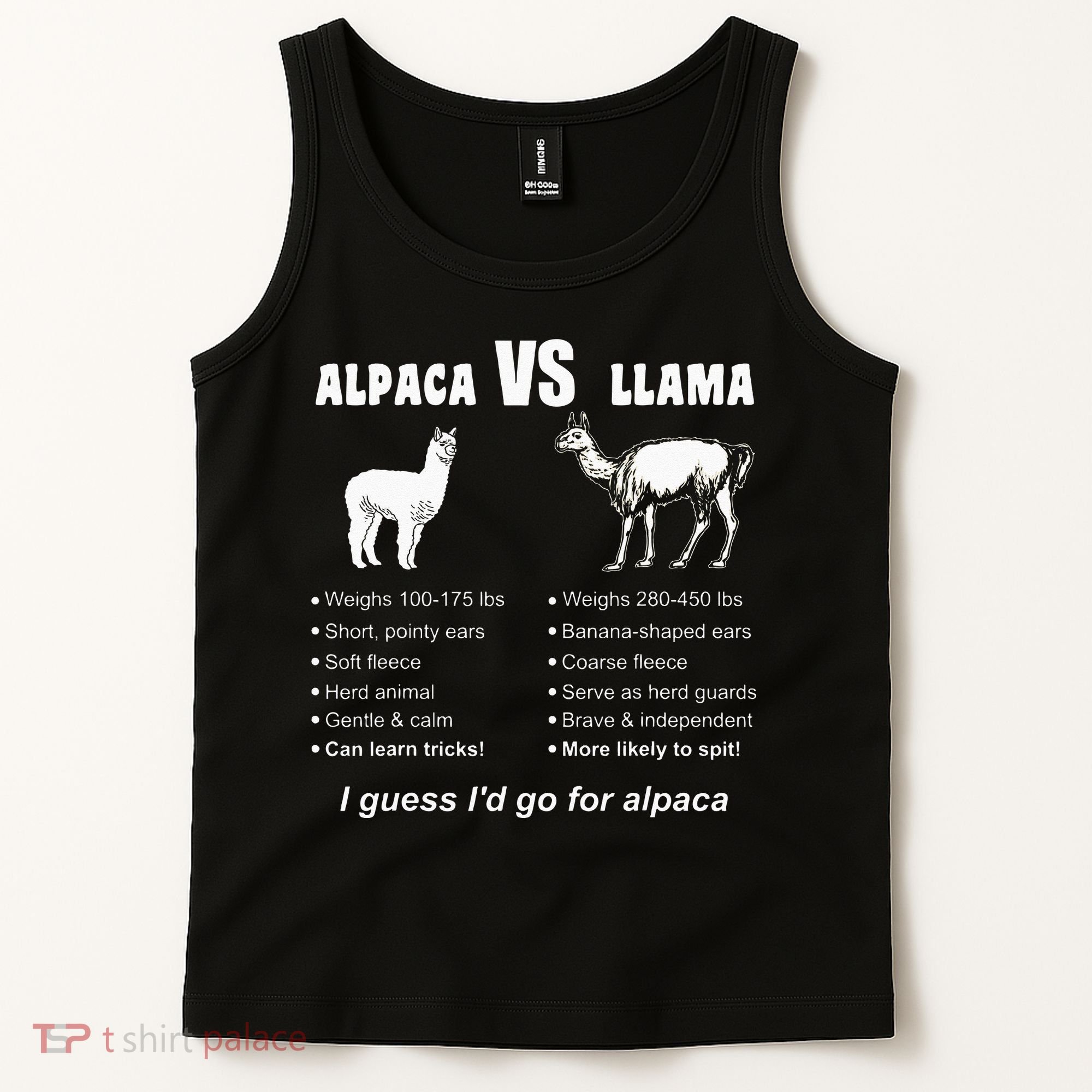 Funny Animal Facts Differences Llama Vs Alpaca Squad Lovers Tank Top