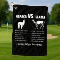 Funny Animal Facts Differences Llama Vs Alpaca Squad Lovers Golf Towel thumb 1