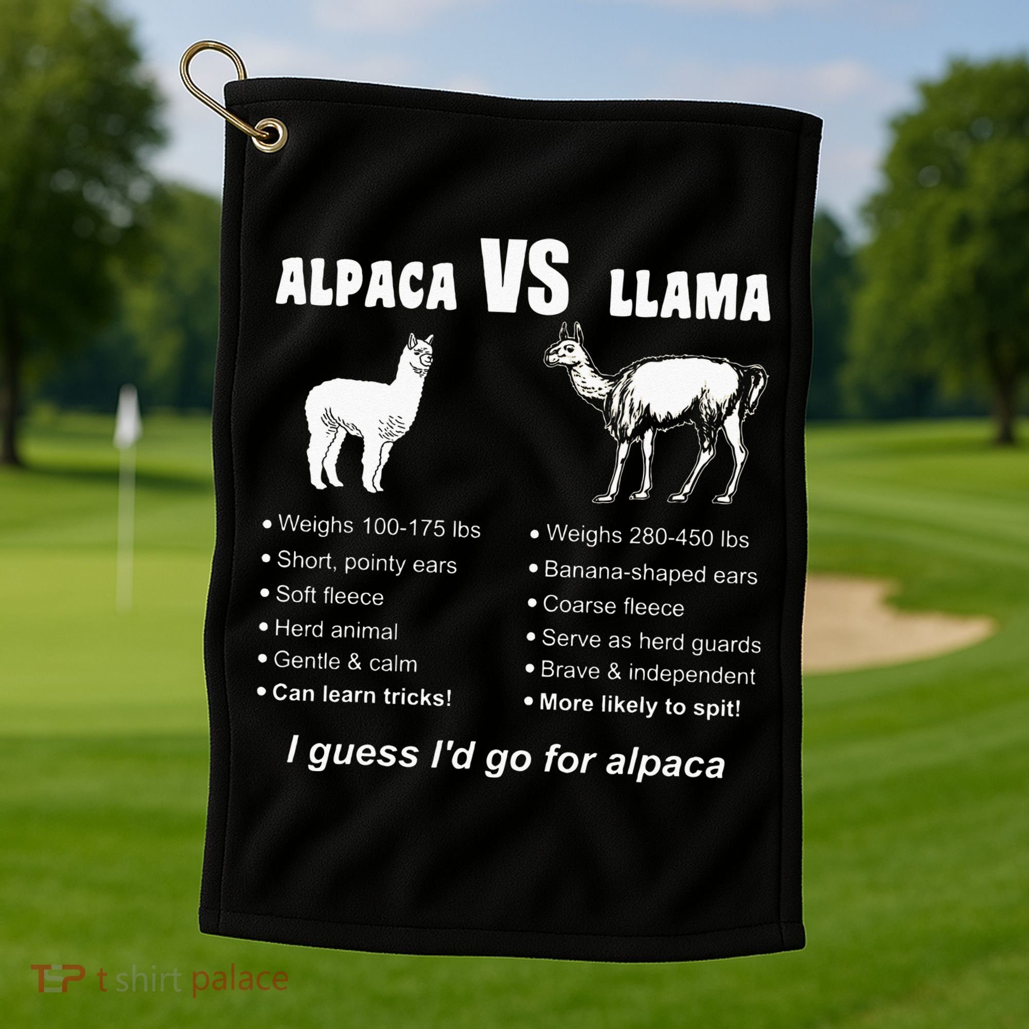 Funny Animal Facts Differences Llama Vs Alpaca Squad Lovers Golf Towel