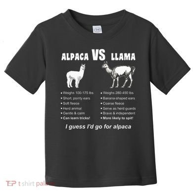 Funny Animal Facts Differences Llama Vs Alpaca Squad Lovers Toddler T-Shirt