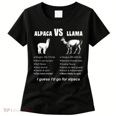 Funny Animal Facts Differences Llama Vs Alpaca Squad Lovers Women's T-Shirt
